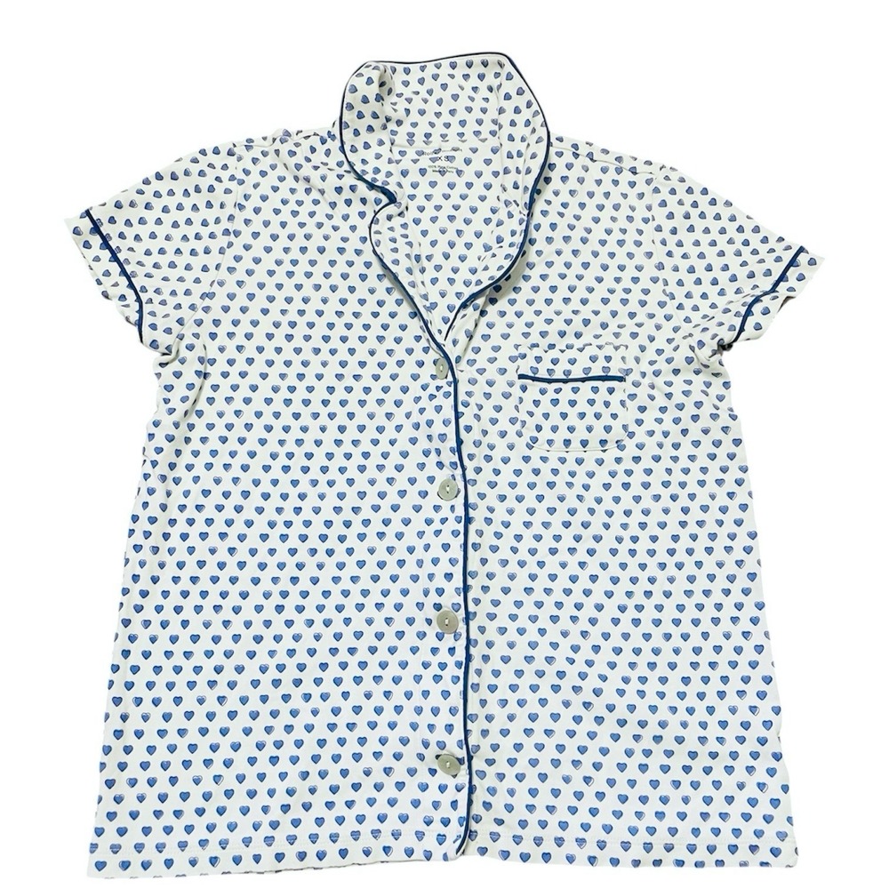 Roberta Roller Rabbit Blue Hearts Fiora Pajamas Polo Top Size XS Comfort